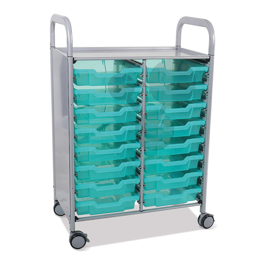Vorbereitungswagen Callero antimikrobiell, 16 flache Wannen
