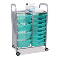 Vorbereitungswagen Callero antimikrobiell, 8 flache + 4 tiefe Wannen